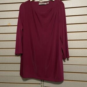 Simonton Says L 3/4 Sleeve Liquid Knit Top Blouse Shirt Square Neck Business Cas